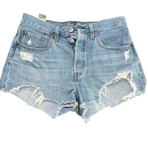 Levi's Women's Blue High-Rise Cutoff Denim Jeans Short Size W30
